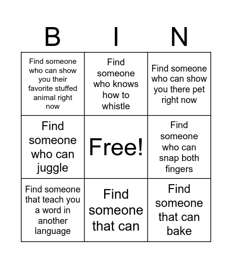 Meet Your Peers Bingo Card