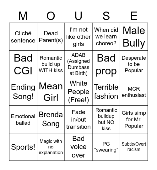 Disney Bingo Card