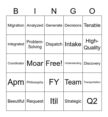 IT Lingo Bingo Card