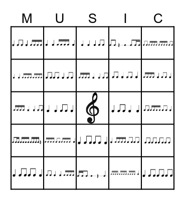 Rhythm Bingo Level 3B Bingo Card