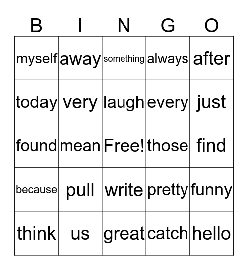 1B Tricky Words Bingo Card