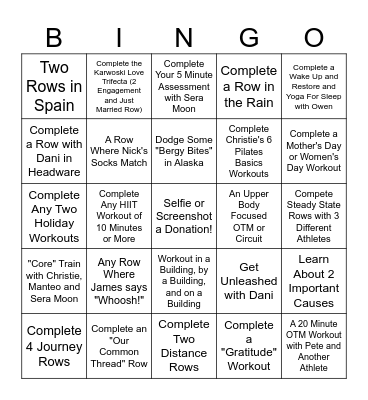 Hydrow Gratefulness Bingo! Bingo Card