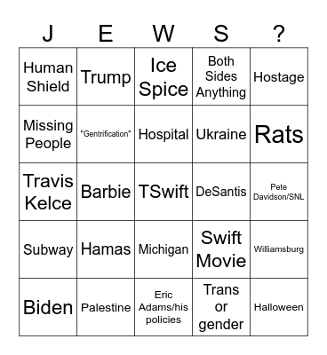 ISRAEL! Bingo Card