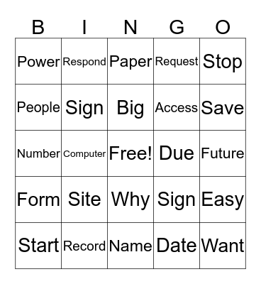 Town Hall Meeting Bingo Card