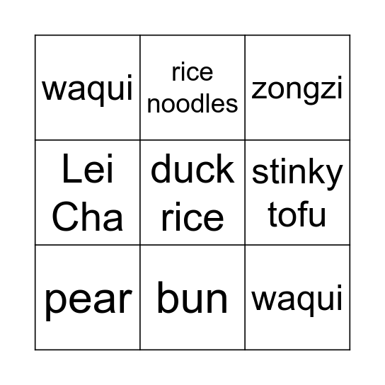BINGO with “Food and Drink” Bingo Card