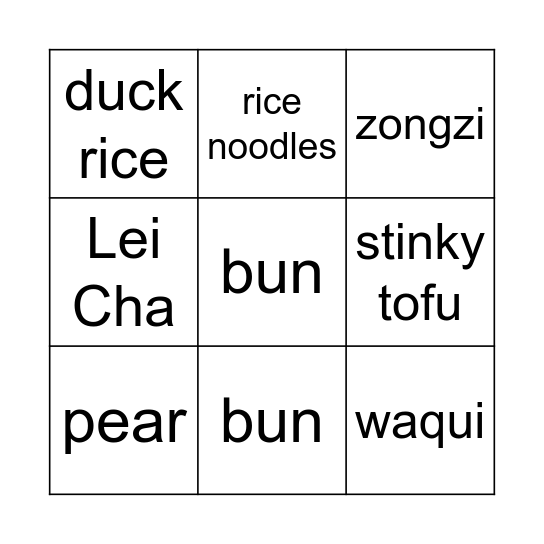 BINGO with “Food and Drink” Bingo Card