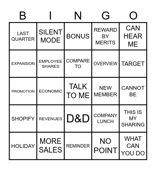 CEO MEETING Bingo Card