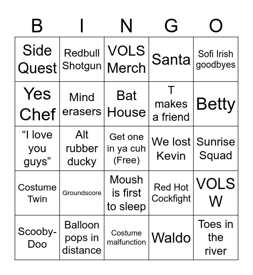 Hulaweenies Bingo Card