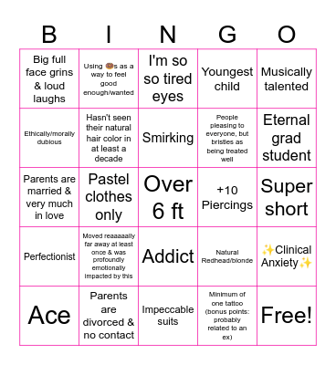 Love Machine's BINGO Card