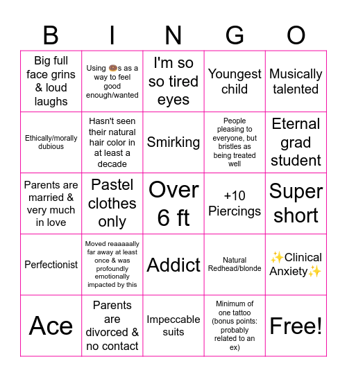 Love Machine's BINGO Card