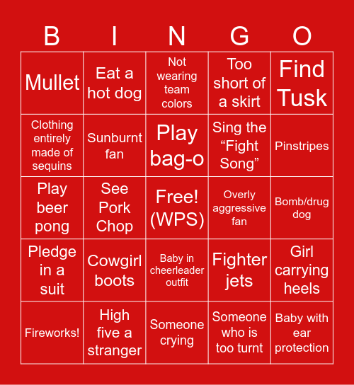RAZORBACK GAME DAY Bingo Card