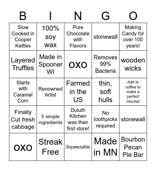 DKC/Gourmet Market Oct 22, 2023 Bingo Card