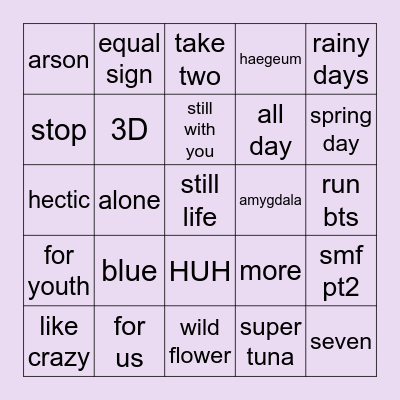 @parkjmcs Bingo Card