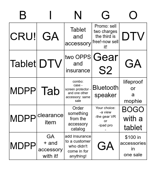 Black out BINGO for a e-store T shirt Bingo Card