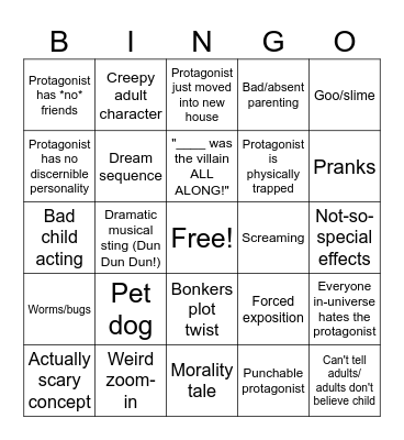 Goosebumps Episode Bingo Card