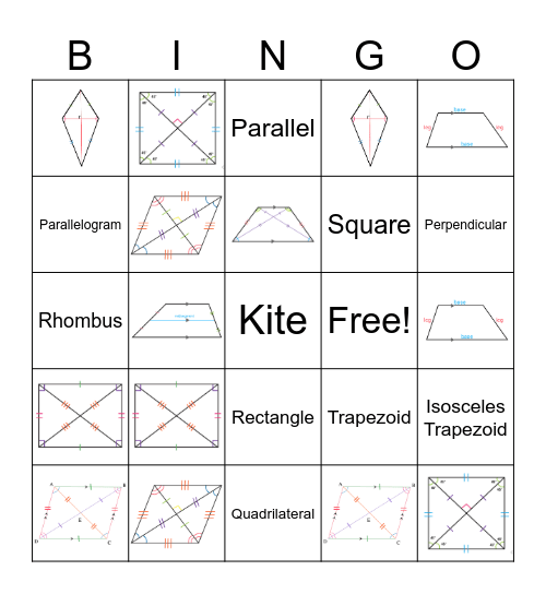 Quadrilateral Bingo 10-3 Bingo Card