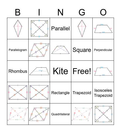 Quadrilateral Bingo 10-1 Bingo Card