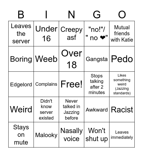 Jazzing VC Bingo Card