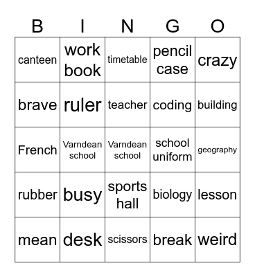 Unit 1 Bingo Card