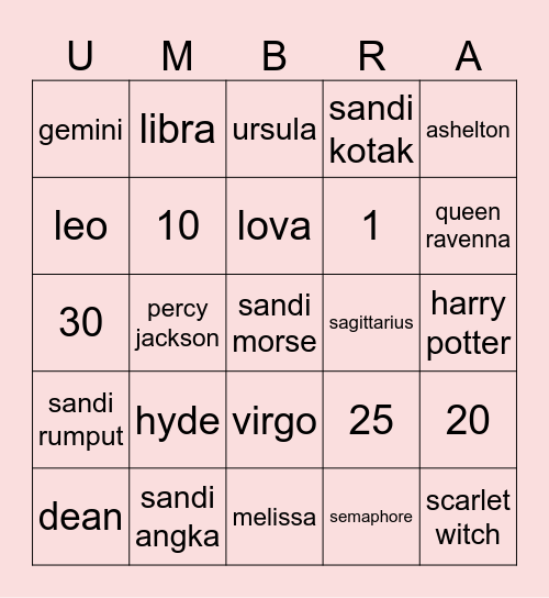 dru's bingooooo! Bingo Card