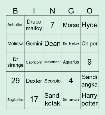 Jaderu Bingo Card