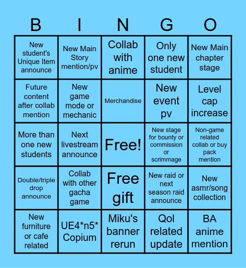 BA JP COLLABS LIVESTREAM BINGO Card