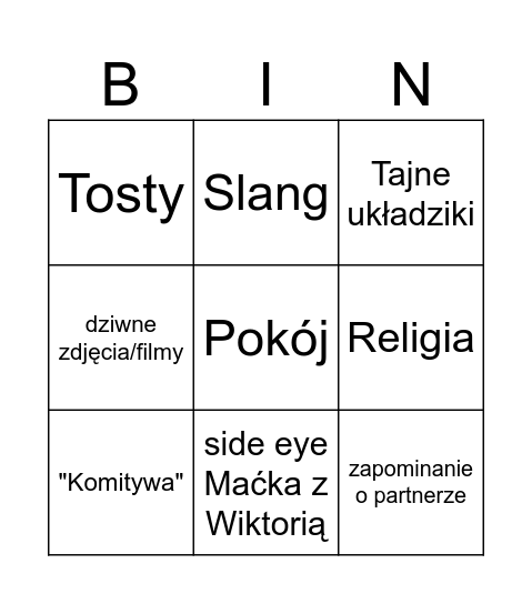 Dawid & Julka Bingo Card