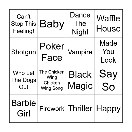 Music Bingo Card