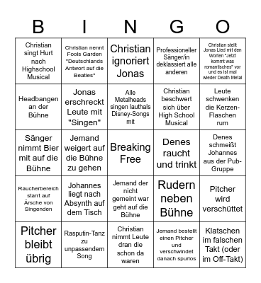 Irish Pub Vollidioten-Bingo Card