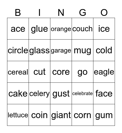 Hard/Soft C & G Bingo Card