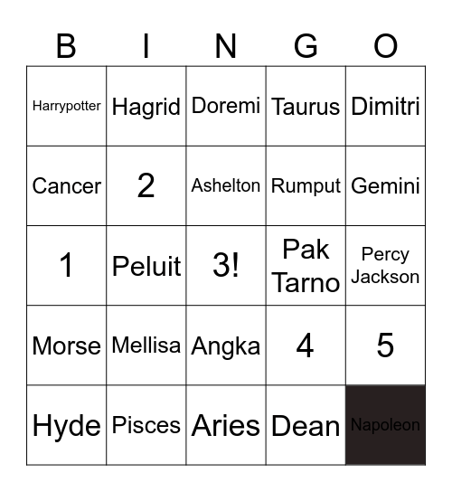 JEREMY Bingo Card