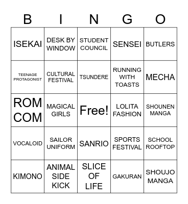 ANIME BINGO Card