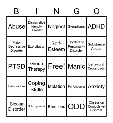 Mental Health Awareness Bingo Card