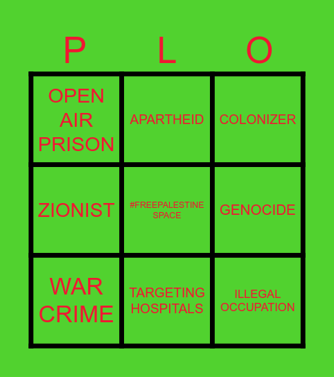 Hamas Bingo Card