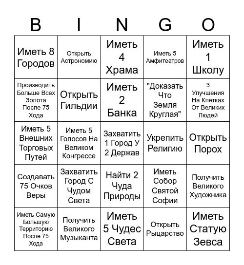 Цыва МП Бинго Bingo Card