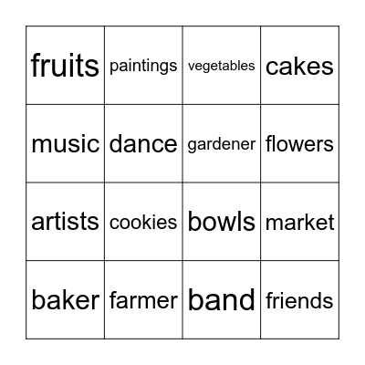 Hooray for Farmer's Market Bingo Card