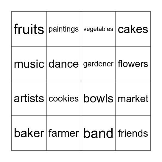 Hooray for Farmer's Market Bingo Card