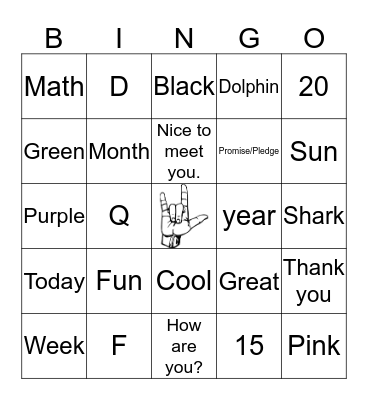Sign Language Bingo Card