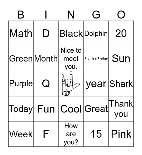 Sign Language Bingo Card