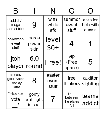 Untitled Bingo Card