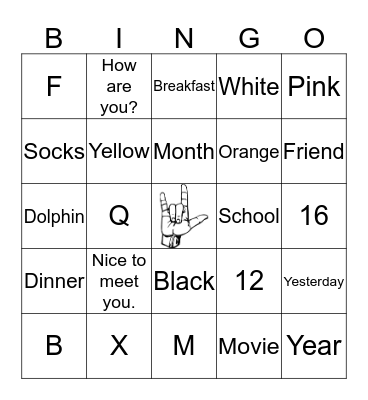 Sign Language Bingo Card