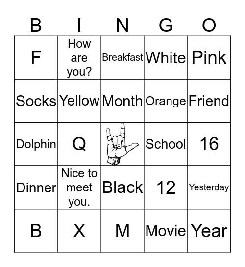 Sign Language Bingo Card