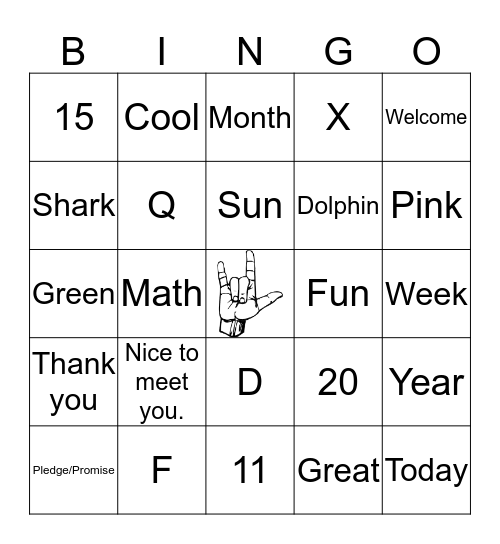 Sign Language Bingo Card