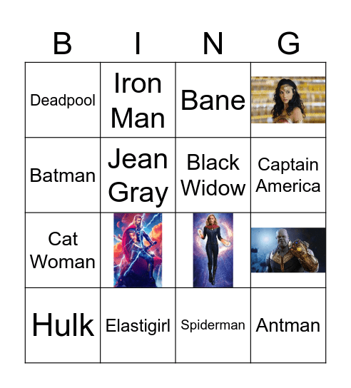 Northeast Super Hero Bingo Card