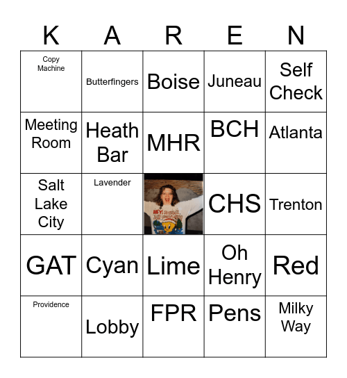 Karen is Retiring! Bingo Card