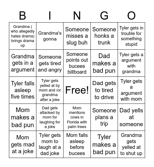 Lockschmidt car trip Bingo Card