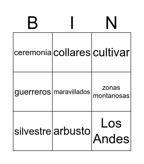 Flor de Cantuca Bingo Card