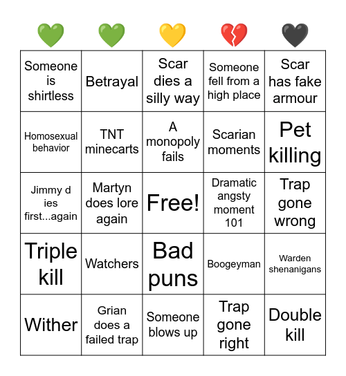 Life series bingo Card