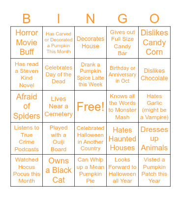Halloween Bingo! Bingo Card