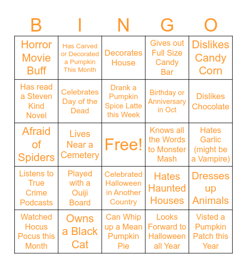 Halloween Bingo! Bingo Card